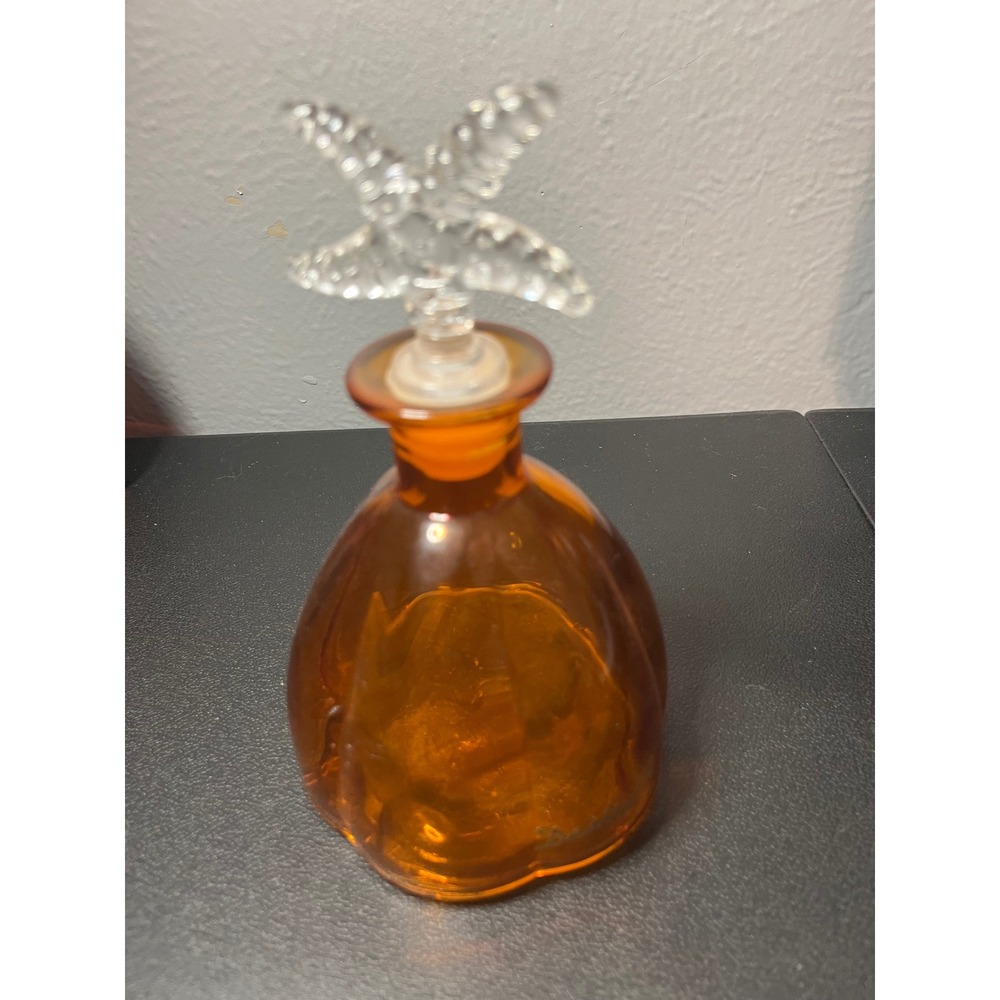 Amber Glass Perfume Bottle with Clear Starfish Stopper Scalloped Base Decor - Picture 6 of 8
